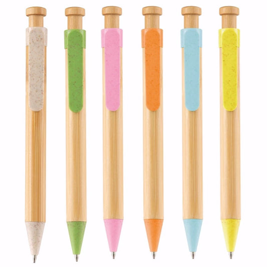 Eco Bamboo Click Pen – Pastel Series 6-Color Pen Set (Set of 10)