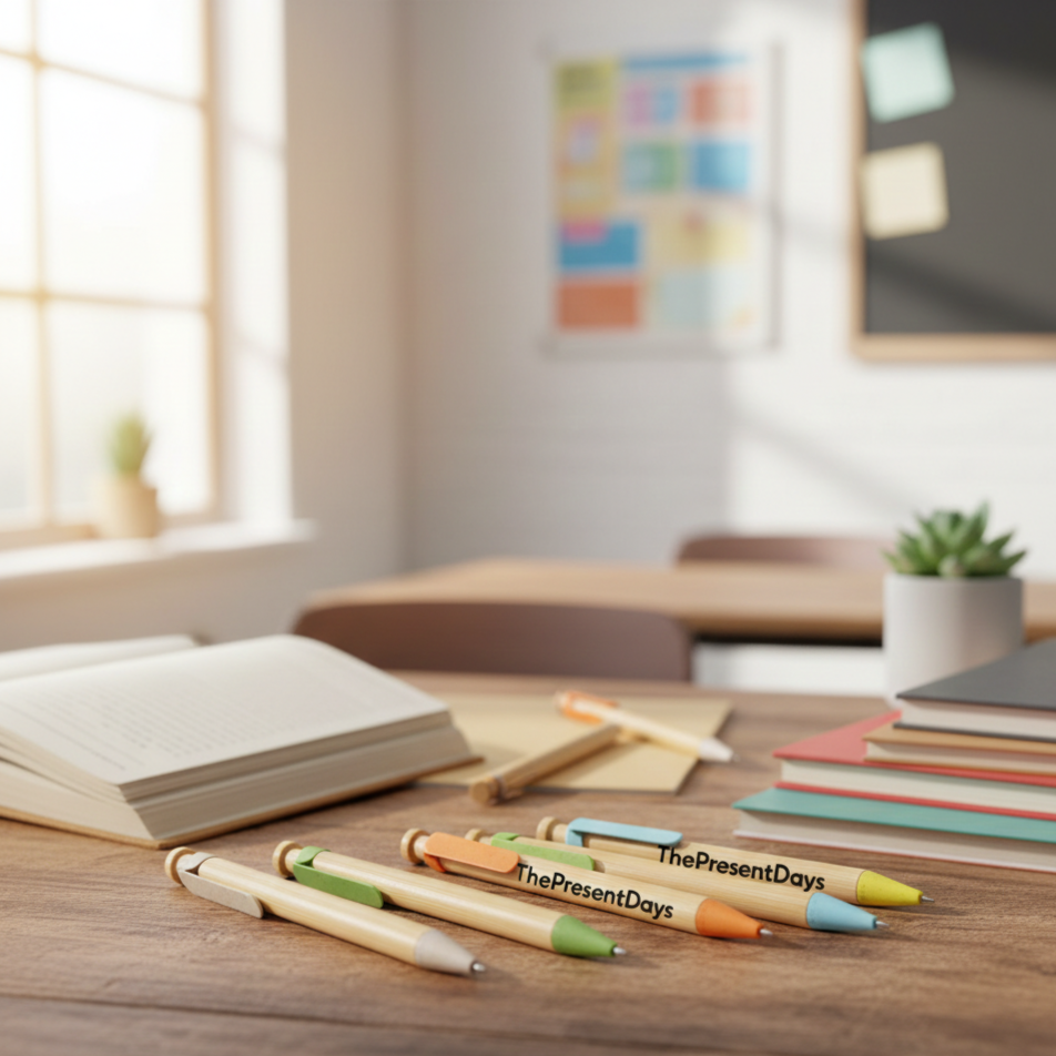 Eco Bamboo Click Pen – Pastel Series 6-Color Pen Set (Set of 10)