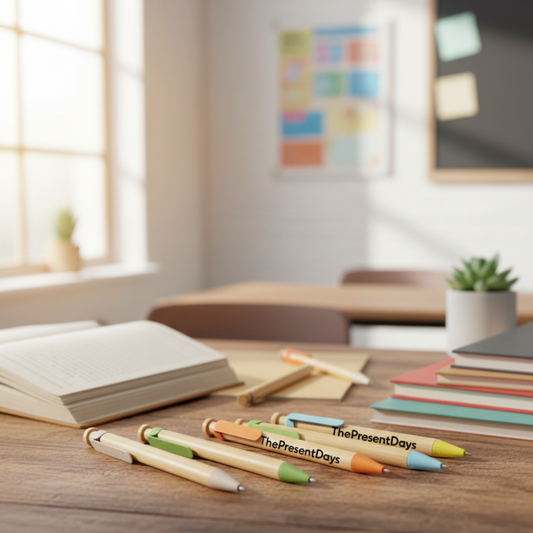 Eco Bamboo Click Pen – Pastel Series 6-Color Pen Set (Set of 10)